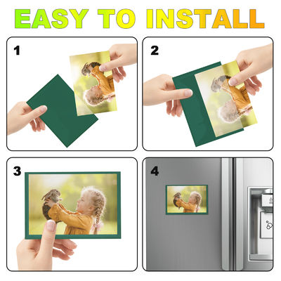 Green Color 4x6 Magnetic Photo Frames Easy To Use Plastic Box Magnets For Picture Anti Stain