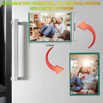 Green Color 4x6 Magnetic Photo Frames Easy To Use Plastic Box Magnets For Picture Anti Stain