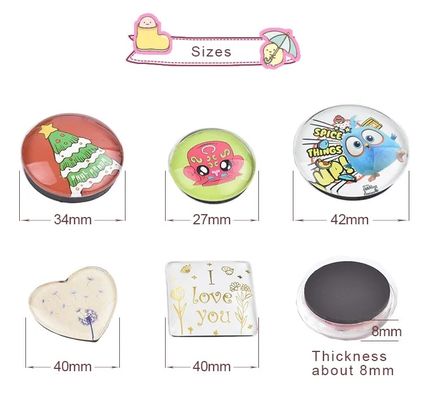 Glass Fridge Magnet Dia20mm 30mm 50mm Tourist Souvenir Magnet