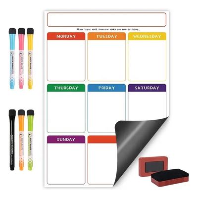 Colorful Fridge Magnet Sticker 17 "X 11" 16" X 12" Meal Planner Dry Erase Removable Monthly Planner