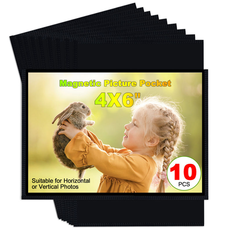 Rectangular Strong Black Magnetic Photo Sleeves For Refrigerator Hanging Moisture Resistant
